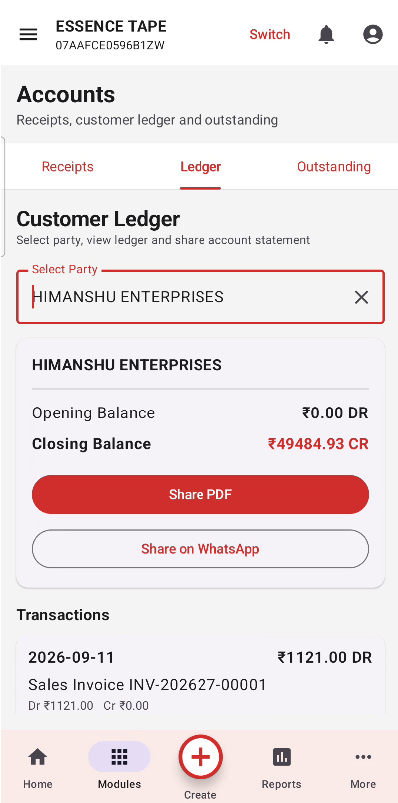 Customer ledger